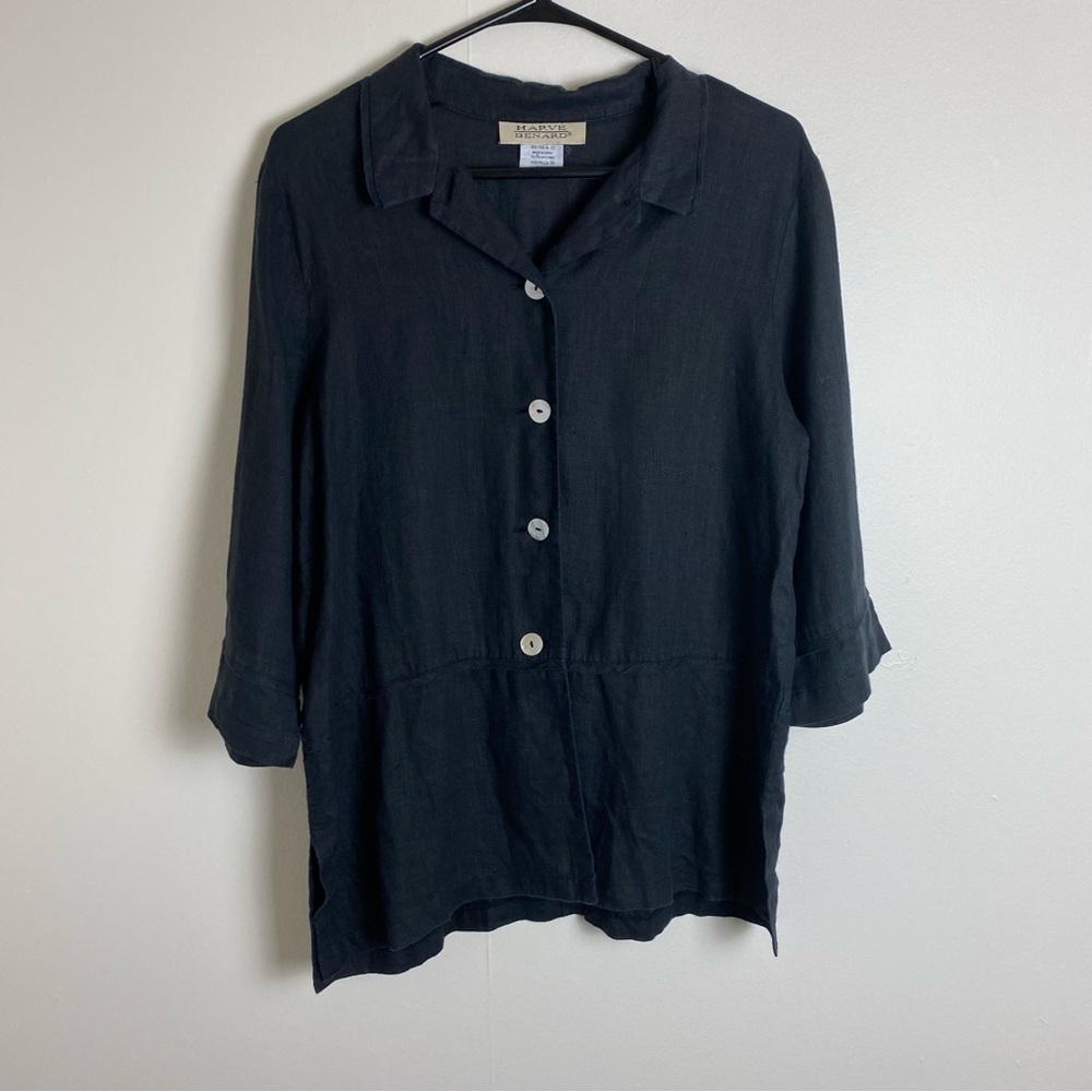 Harve Bernard Linen Button Front Lagenlook Shirt - Picture 13 of 14
